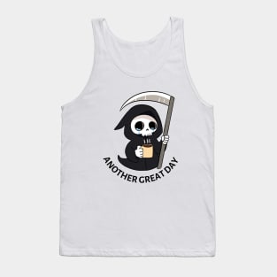 Funny grim reaper drinking coffee Tank Top